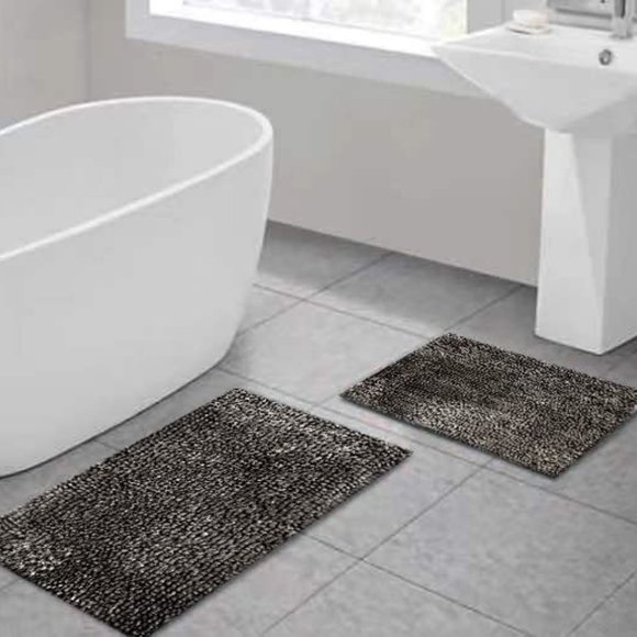 CATALINA HOME Costa Rica Soft Chenille Luxurious 2PC. Set (DK Grey) - Picture 1 of 6